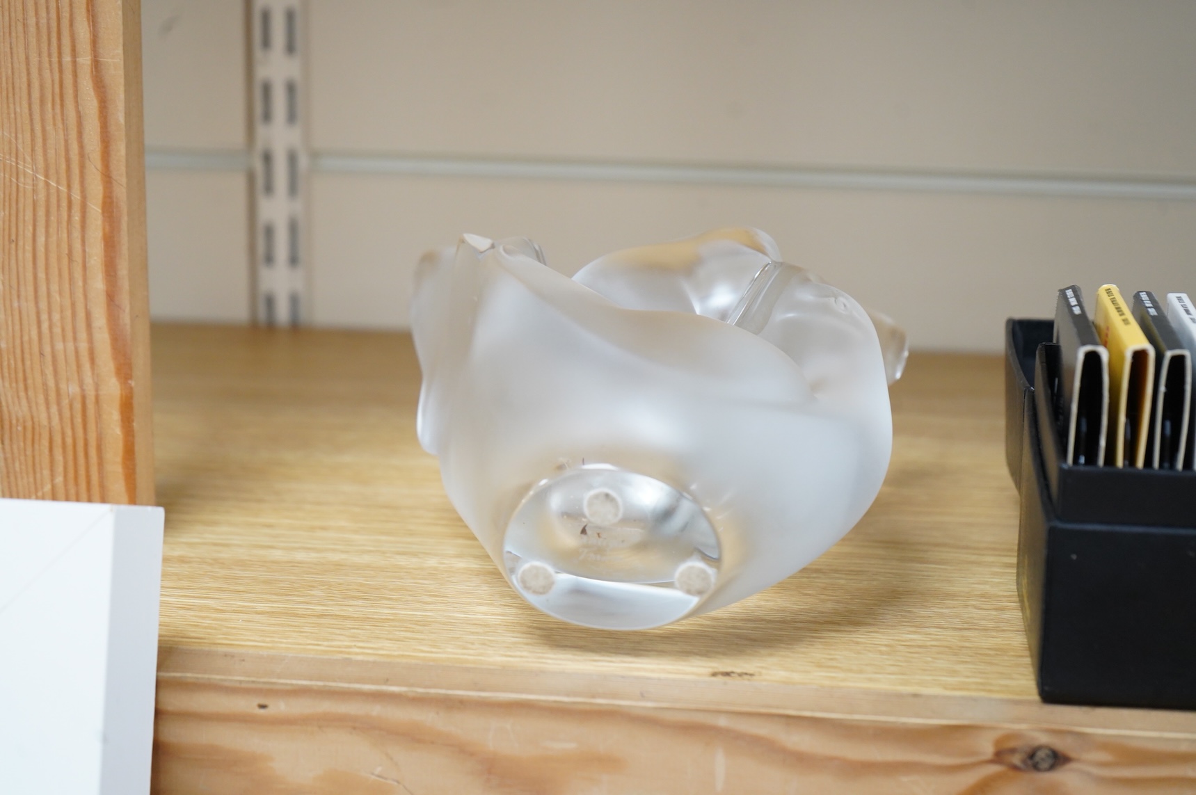 A modern Lalique frosted Sylvie Swan vase, signed to the base, 21cm high